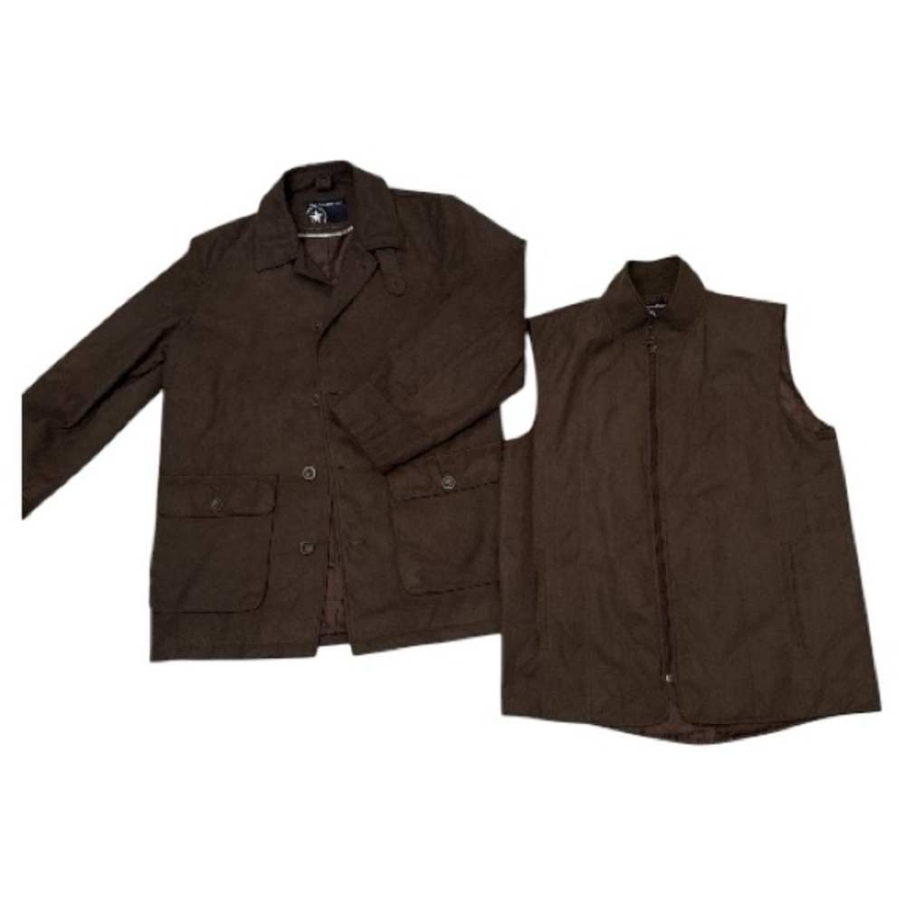 Hart Schaffner Marx  Jacket Removable Vest Color Brown Size S